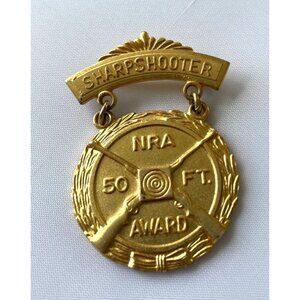 Vintage Sharpshooter NRA 50 Ft Award Medal By Blackinton